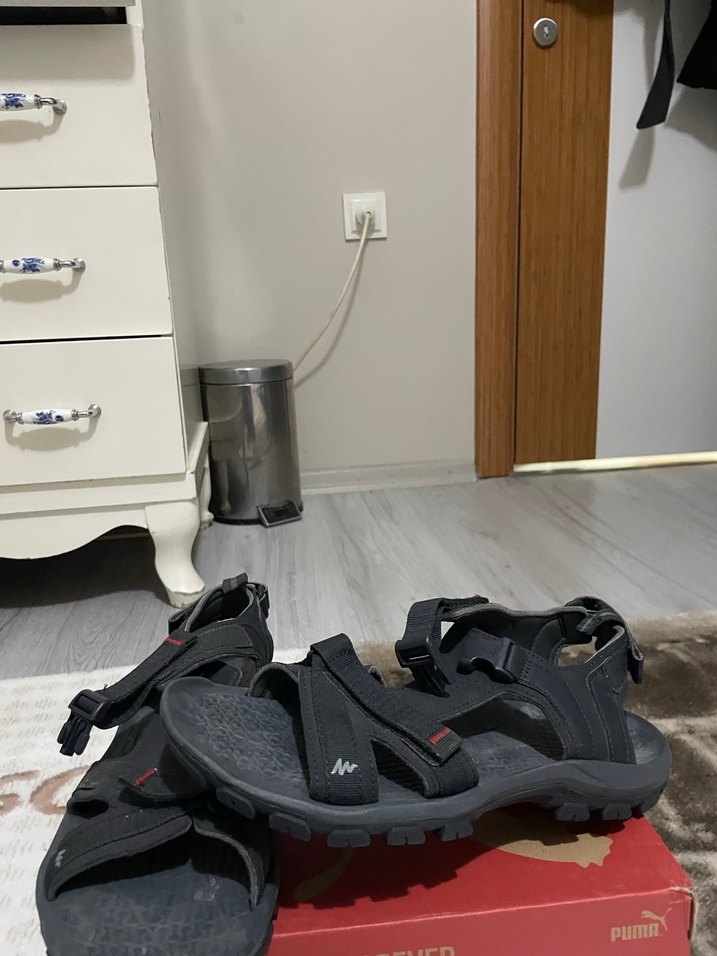 Erkek Siyah Spor Sandaletler Velcro Kayışlı - Görsel 3