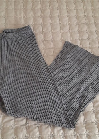 Diğer Gri Piliseli Kadın Keten Pantolon