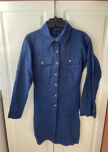 xs Beden Trendyol Milla Lacivert Düğmeli Denim Elbise