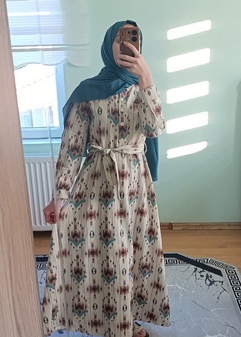 Bohem Tarzı Kemerli Uzun Elbise