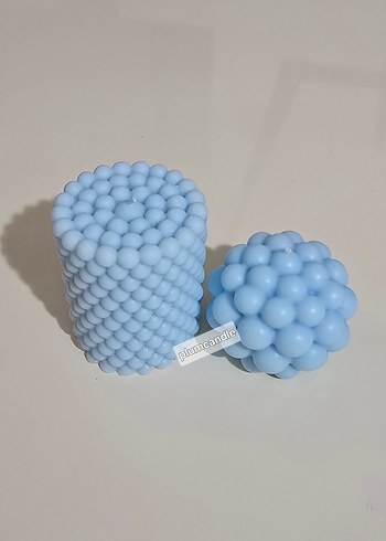 Diğer Pastel Mavi Kabarcık Tasarımlı Mumlar