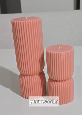 Pastel Pembe Kabartmalı Mum Seti
