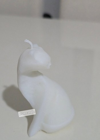 Beyaz Kedi Şeklinde Mum