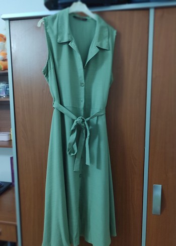 Belted Yeşil Uzun Elbise