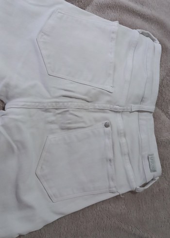 Beyaz Midi Kadın Kot Pantolon - Görsel 3