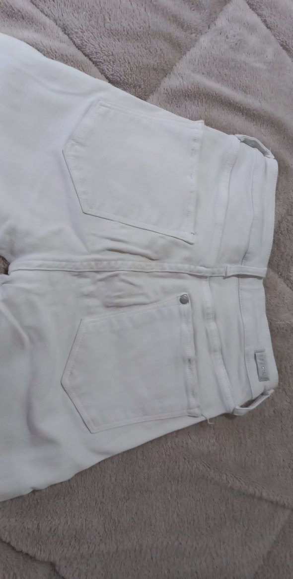 Beyaz Midi Kadın Kot Pantolon - Görsel 3