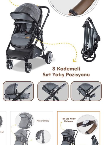 Gri Bebek Arabası ve Puset - Görsel 5
