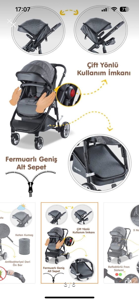 Gri Bebek Arabası ve Puset - Görsel 3