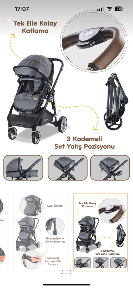 Gri Bebek Arabası ve Puset - Görsel 5