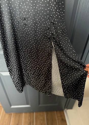 Uzun Siyah Puantiyeli İnce Askılı Elbise Zara - Görsel 3