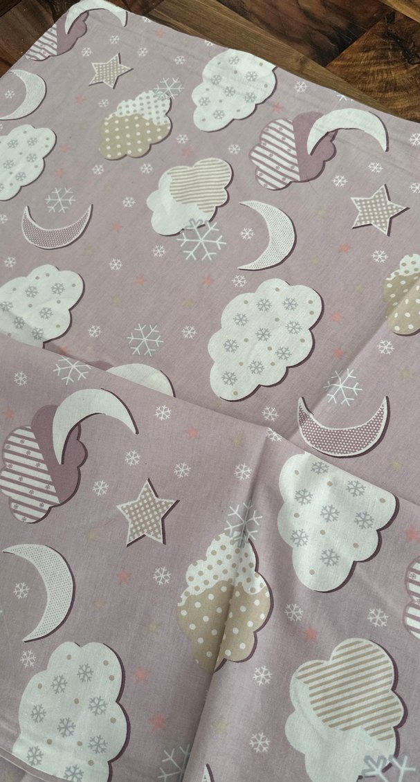 Pembe Bulut ve Ay Desenli Çocuk Nevresim - Görsel 3