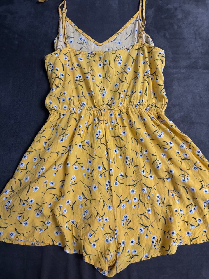 Sarı Çiçekli Askılı Kadın Tulum - Görsel 2