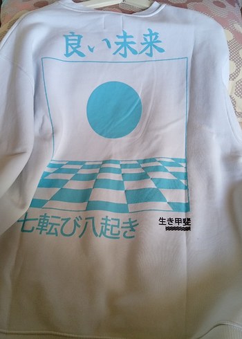 Beyaz Baskılı Kadın Sweatshirt - Görsel 2