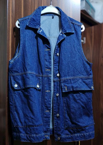%100 Pamuk Denim Yelek - Görsel 3
