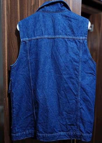 %100 Pamuk Denim Yelek - Görsel 4