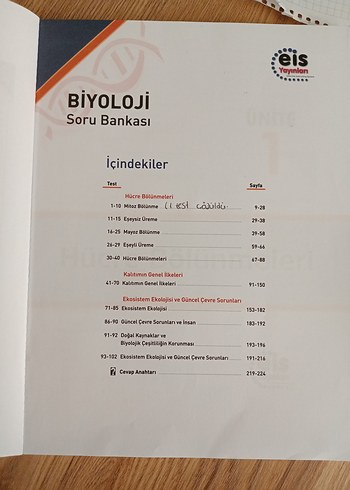 10. Sınıf Biyoloji Soru Bankası - EIS Yayınları