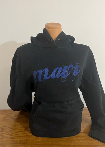 Siyah Kapüşonlu Baskılı Sweatshirt - Görsel 2