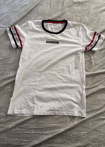 Beyaz Baskılı Unisex Kısa Kollu Tişört