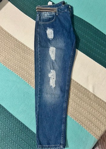 Roman Marka Kadin Mavi Dusuk Bel Denim Pantolon