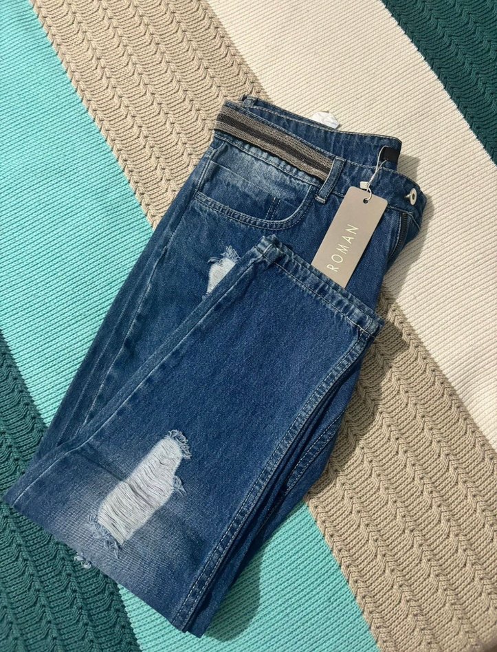 Kadın Mavi Düşük Bel Denim Pantolon — görsel 3/5