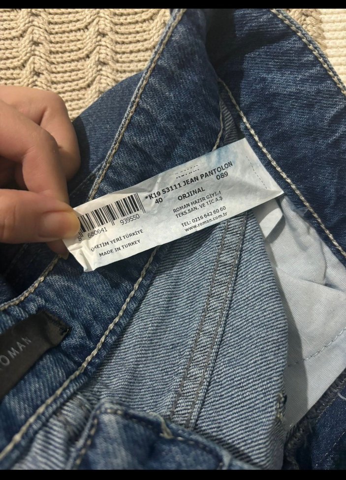 Kadın Mavi Düşük Bel Denim Pantolon — görsel 4/5