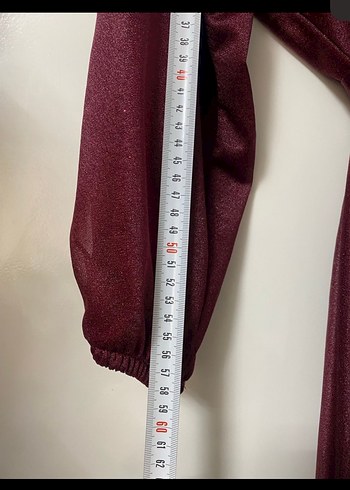 Bordo Uzun Kollu Salaş Uzun Elbise - Görsel 4