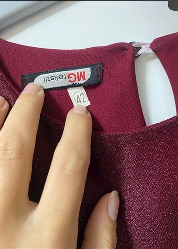 Bordo Uzun Kollu Salaş Uzun Elbise - Görsel 2