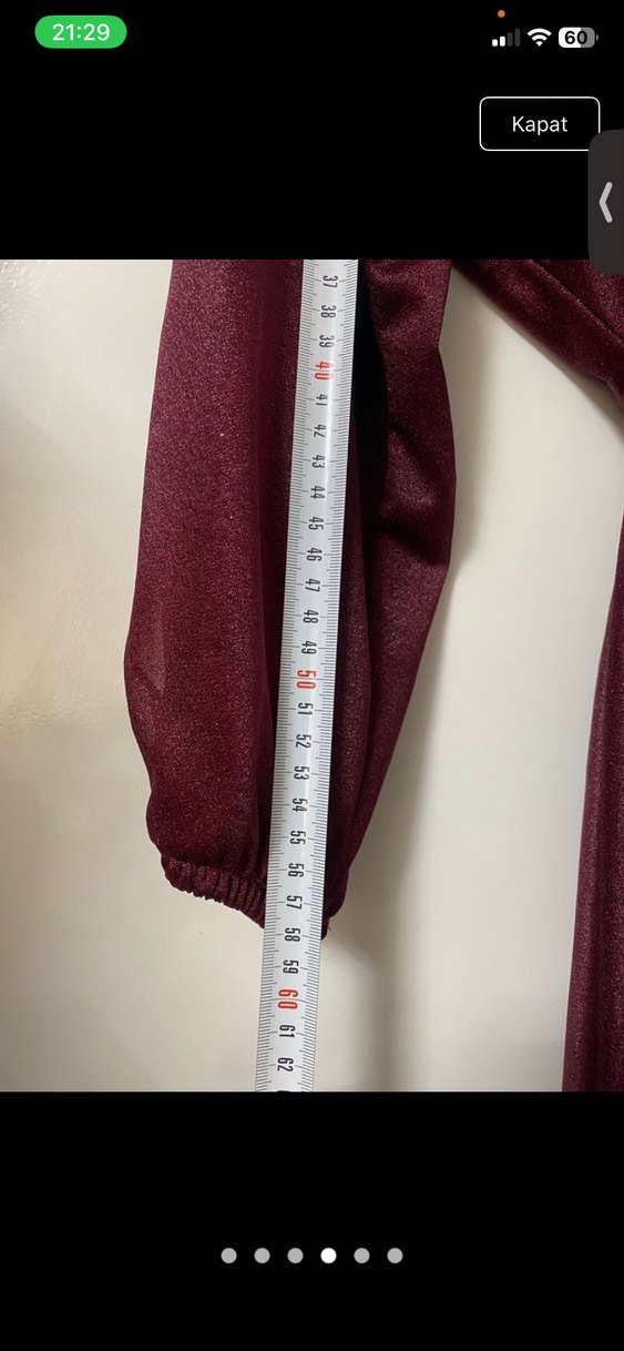 Bordo Uzun Kollu Salaş Uzun Elbise - Görsel 4