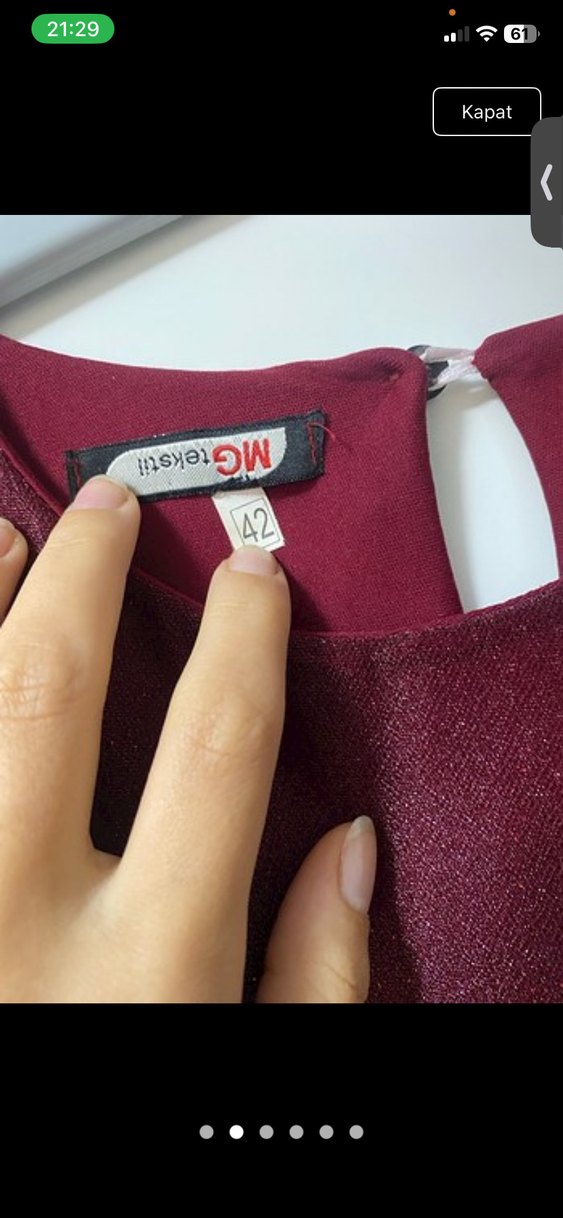 Bordo Uzun Kollu Salaş Uzun Elbise - Görsel 2