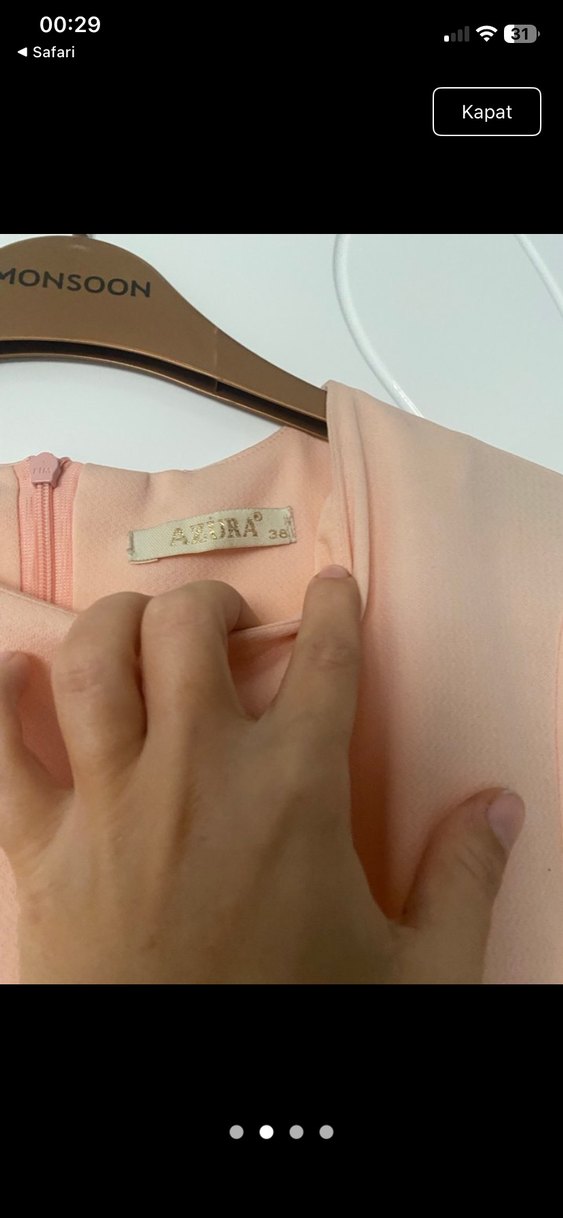 Bej Kadın Uzun Kollu Uzun Elbise - Görsel 2