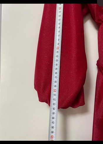 Kırmızı simli abiye - Görsel 5