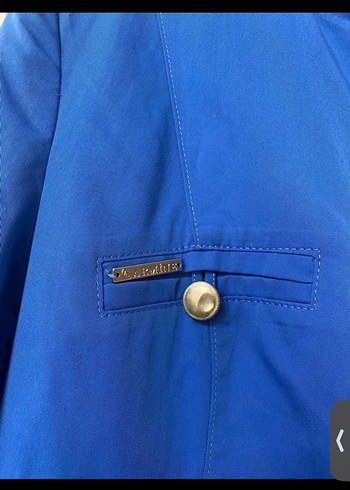 Düğmeli Uzun Lacivert Keten Kadın ferace - Görsel 4