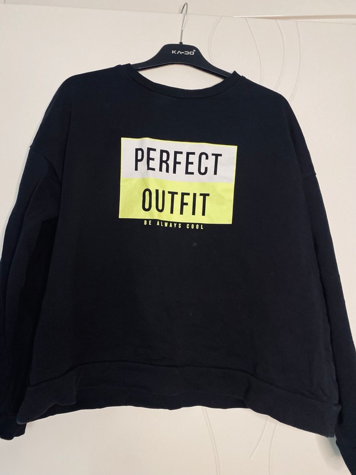 Siyah Baskılı Kadın Oversize Sweatshirt - Görsel 2