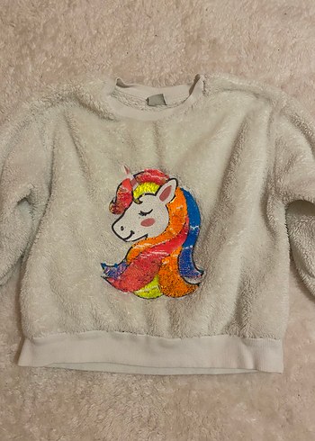 Renkli Unicorn Detaylı Kız kazak