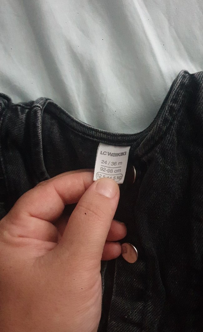 Kız Çocuk Siyah Denim Düğmeli Elbise - Görsel 2