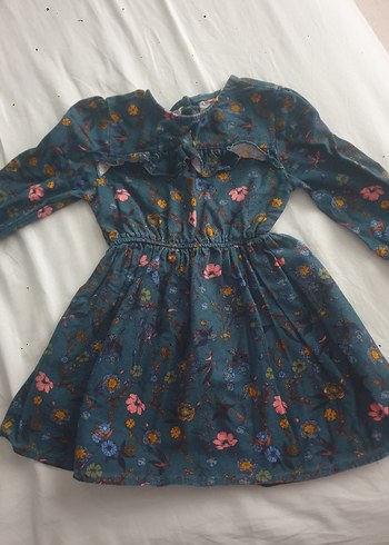 Kız Çocuk Mavi Bohem Renkli Elbise - Görsel 2