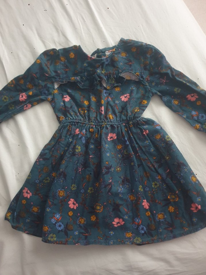 Kız Çocuk Mavi Bohem Renkli Elbise - Görsel 2