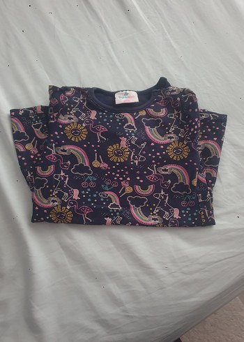 Çok Renkli Uzun Kollu Kız Elbisesi - Görsel 2