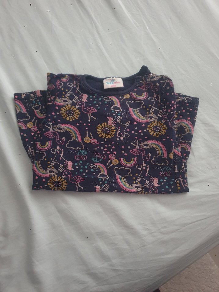 Çok Renkli Uzun Kollu Kız Elbisesi - Görsel 2