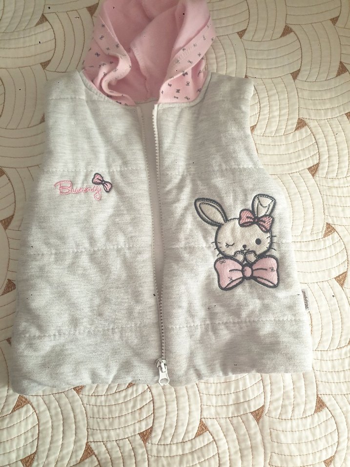 Nakışlı Kapüşonlu Kız Çocuk Yeleği - Görsel 2