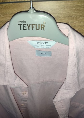 Erkek Pembe Keten Kısa Kollu Gömlek - Görsel 2