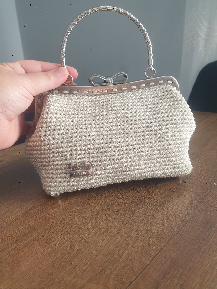 Krem Örgü Kadın Çanta El Emegi - Görsel 2
