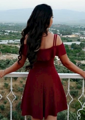 Bordo V Yakalı Midi Elbise