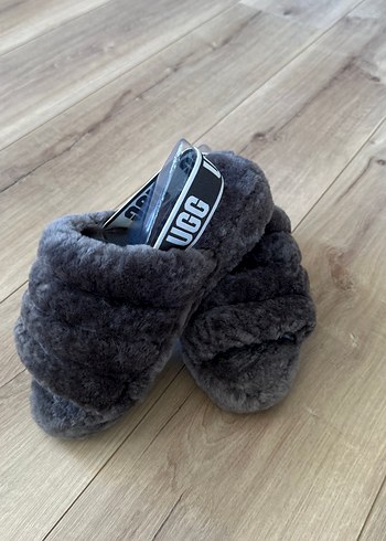 Ugg Orjınal Ugg Gri Kürklü Kadın Dolgu Topuk Terlik
