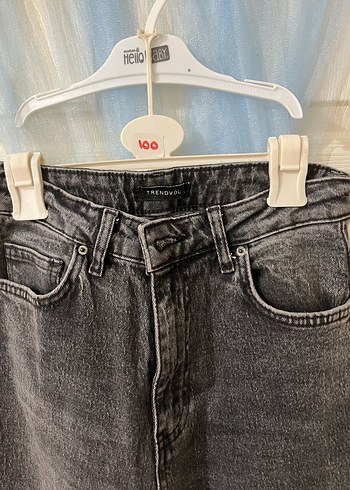 34 Beden Gri Midi Denim Kadın Jean Pantolon