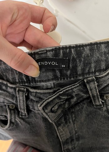 Trendyol & Milla Gri Midi Denim Kadın Jean Pantolon