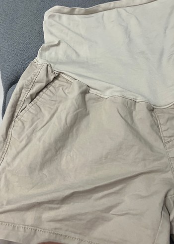 Bej Midi Hamile Keten Şort - Görsel 2