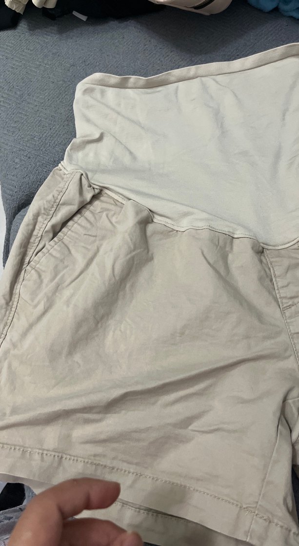 Bej Midi Hamile Keten Şort - Görsel 2