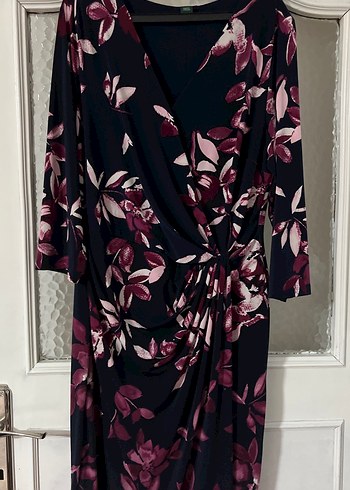 Uzun Kollu Mor Desenli Kadın Elbise - Görsel 2