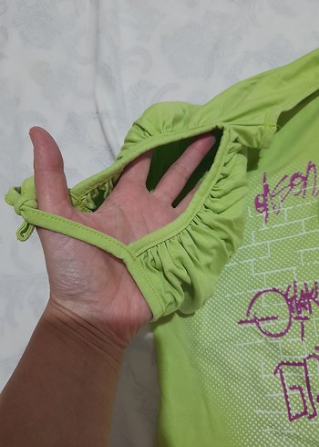 m Beden yeşil Renk Yeşil Straplez Baskılı Tişört